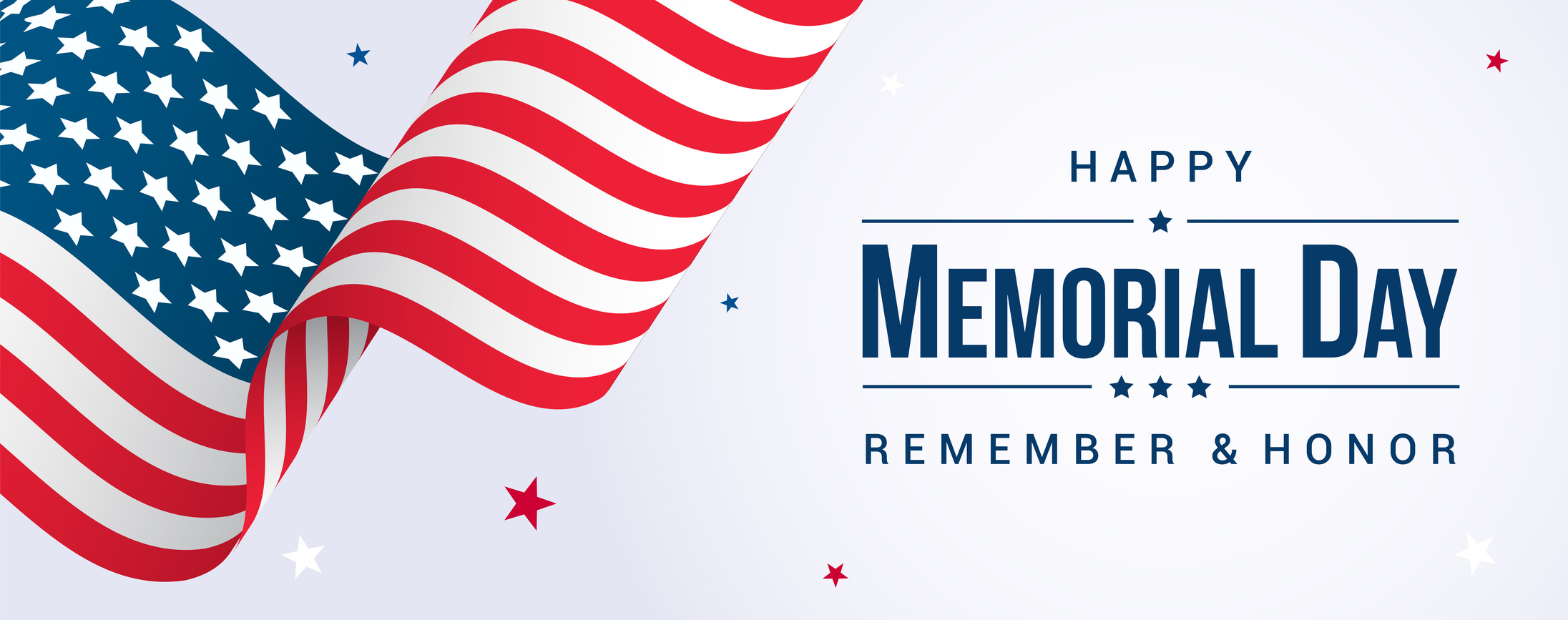 Memorial Day Banner Vector illustration, USA flag waving with stars on